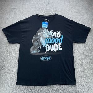 Disney Grumpy Shirt Mens XL "Bad Mood Dude" Black T-shirt Tee 100% COTTON